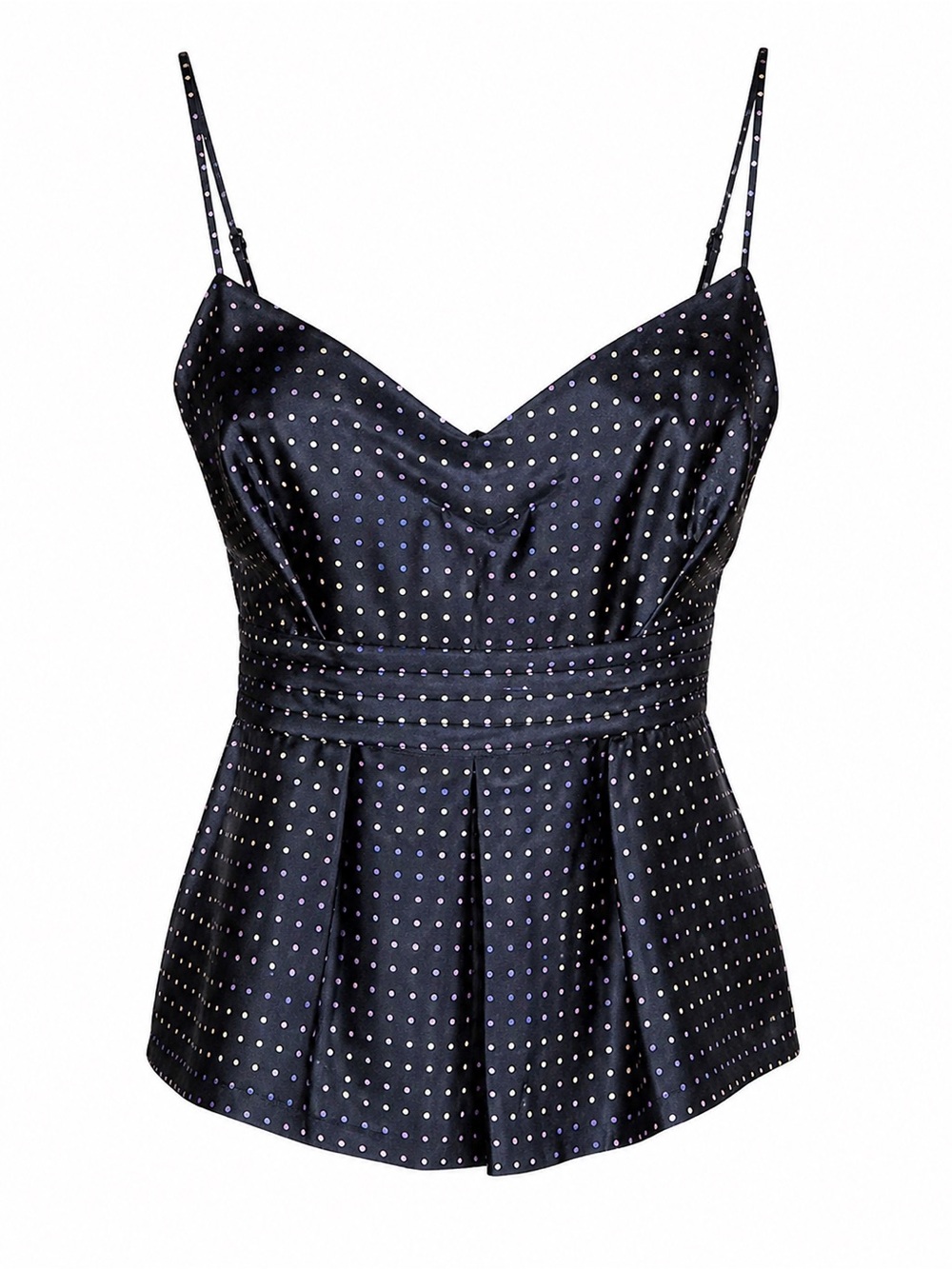 Marc Jacobs Silk Polka Dot Cami Top Y2K Babydoll Dark Academia Chic-Sz 8